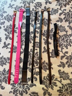 Mixed Women's Skinny Belts Set - Pink, Black, Brown